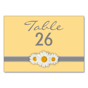 Daisy Ribbon - Yellow Grey & White Table Number