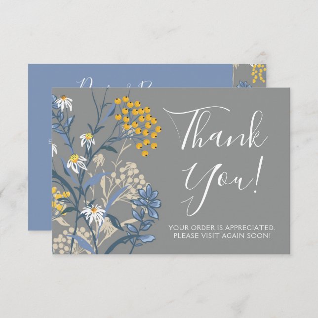 Daisy Rowan Navy & Yellow Floral Thank You Card (Front/Back)