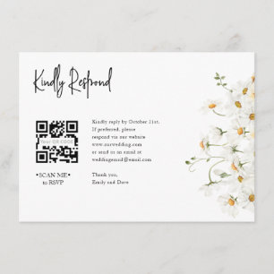 Daisy  RSVP Wedding QR CODE Details on back Enclosure Card