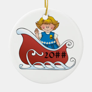 Daisy Scout Sled Blonde Ceramic Tree Decoration