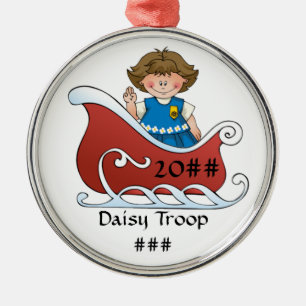 Daisy Scout Sled Brunette Metal Tree Decoration