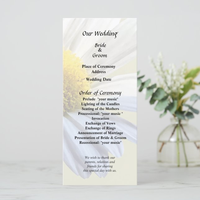 Daisy Shadow and Light Wedding Supplies Programme (Standing Front)