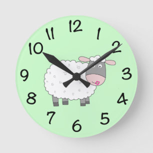 Daisy Sheep Round Clock