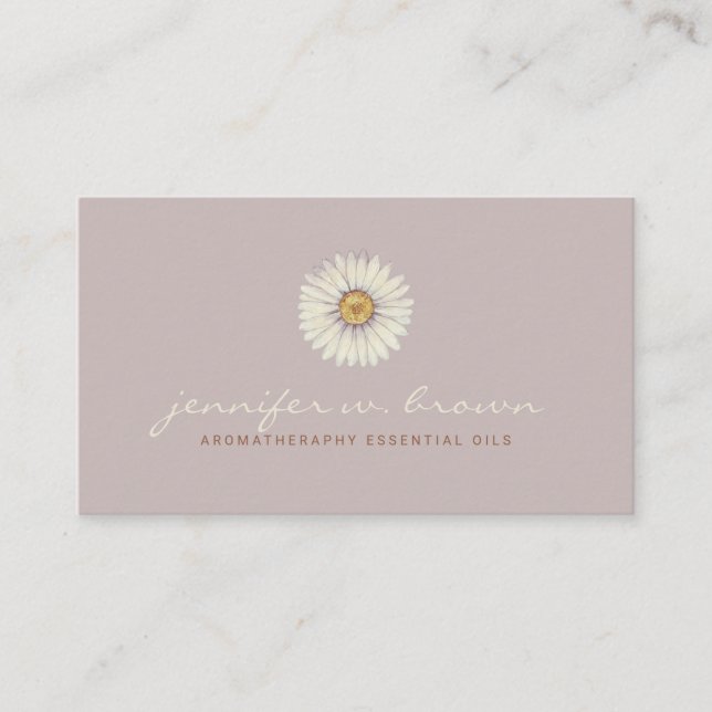 Daisy Signature Script Pink Watercolor Business Card (Front)