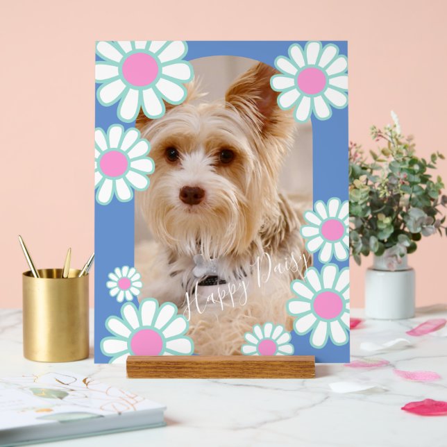 Daisy Simple Blue Photo Acrylic Sign (Wedding)