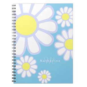 Daisy Simple Monogram Baby Blue Notebook