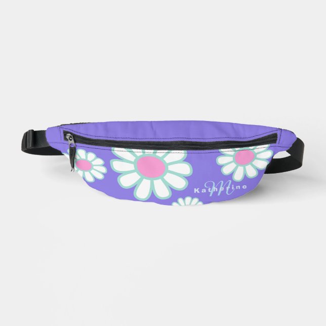 Daisy Simple Monogram Purple Bum Bags (Front)