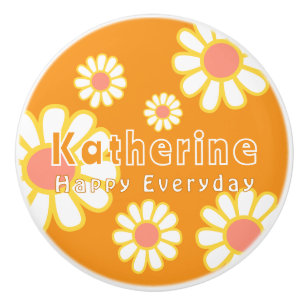 Daisy Simple Orange Ceramic Knob