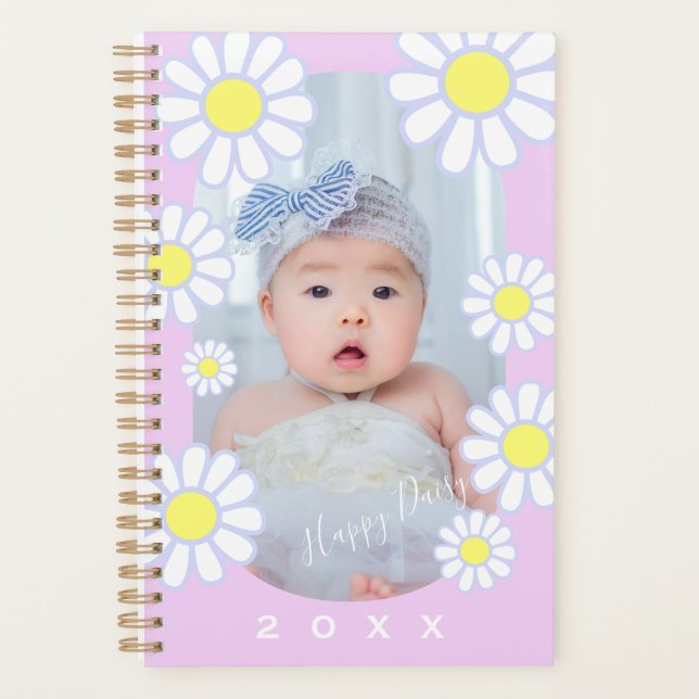 Daisy Simple Pastel Pink Photo Baby Planner (Front)