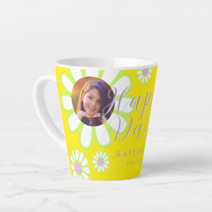 Daisy Simple Photo Birthday Yellow Latte Mug
