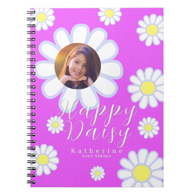 Daisy Simple Photo Violet Notebook (Front)