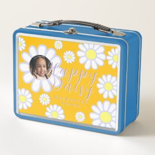 Daisy Simple Photo Yellow Metal Lunch Box