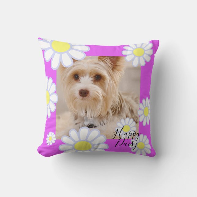 Daisy Simple Violet Photo Cushion (Front)