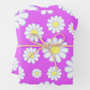 Daisy Simple Violet Wrapping Paper Sheet