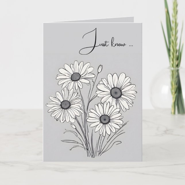 Daisy Sketch On Grey Thinking of You Card (Front)