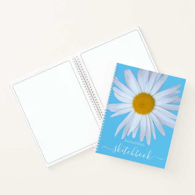 Daisy Sketchbook Blue White Script Notebook (Inside)