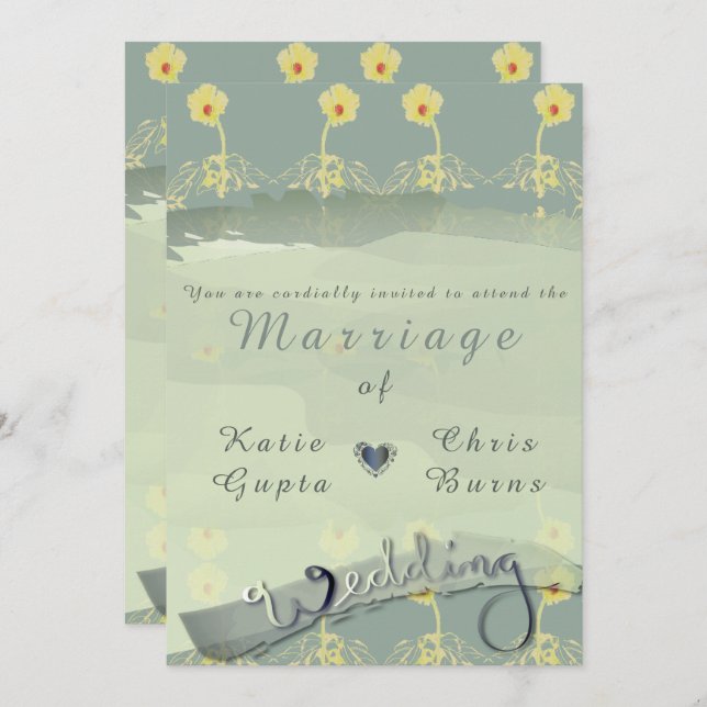 Daisy Slate Wedding Invitation (Front/Back)