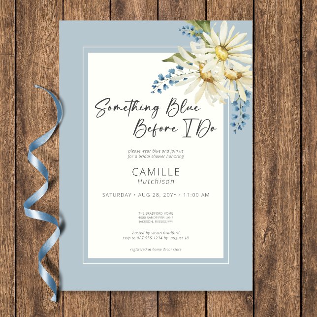 Daisy Something Blue Before I Do Bridal Shower Invitation (Creator Uploaded)