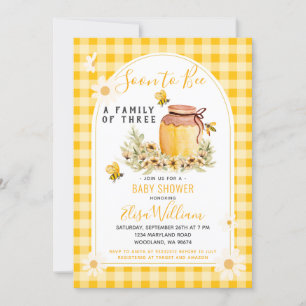 Daisy Soon to Bee a Family of 3 Baby Shower  Invitation