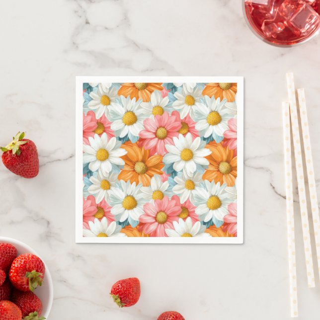 Daisy spring floral birthday party Napkins (Insitu)