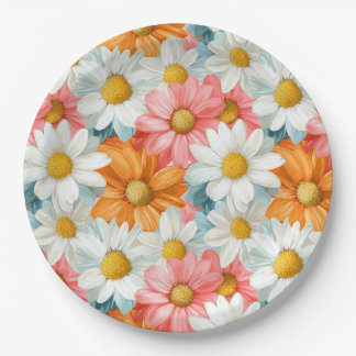 Daisy spring floral birthday party plates