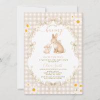 Daisy Spring Neutral Gingham Bunny Baby Shower