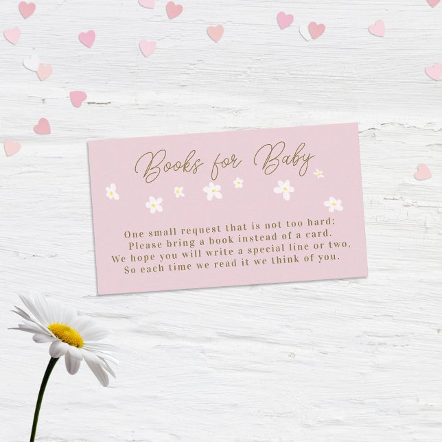 Daisy Spring Pink Boho Girl Shower Books for Baby Enclosure Card (Creator Uploaded)