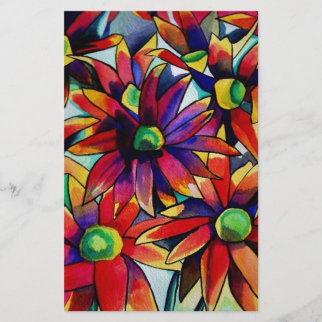Daisy Straw multicoloured wildflowers art (Front)