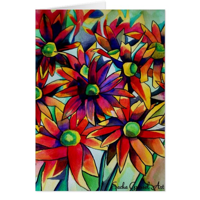 Daisy Straw multicoloured wildflowers art (Front)