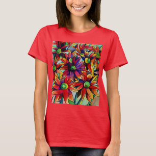 Daisy Straw multicoloured wildflowers art T-Shirt