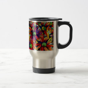 Daisy Straw multicoloured wildflowers art Travel Mug