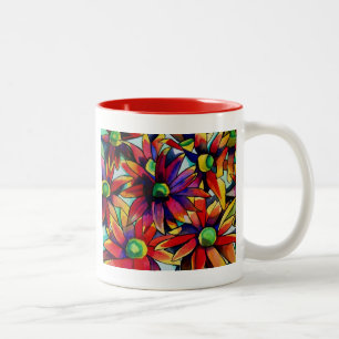 Daisy Straw multicoloured wildflowers art Two-Tone Coffee Mug