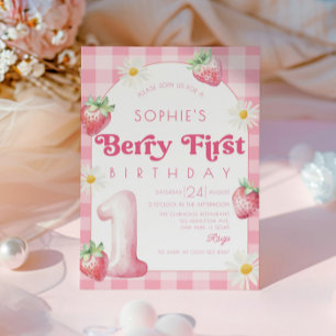 Daisy Strawberry 1st Birthday Berry First Birthday Invitation
