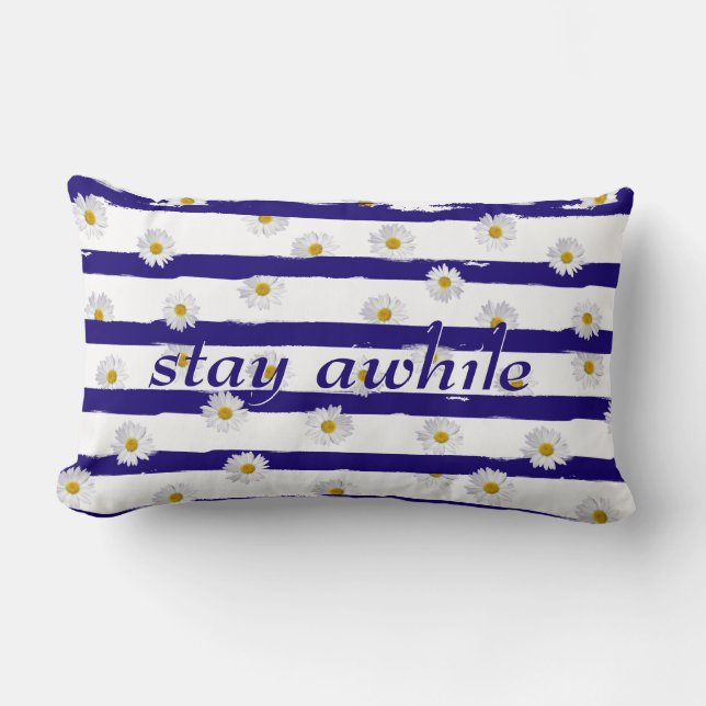 Daisy Stripes Stay Awhile Lumbar Pillow (Front)