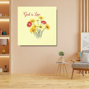Daisy Sun Flower God is Love Canvas Print