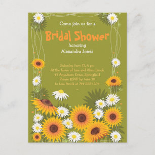 Daisy Sunflower Bridal Shower Party Invitation 2 Postcard