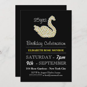 Daisy Swan Birthday Celebration Invitation