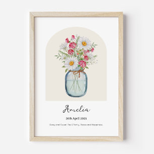 Daisy Sweet Pea Birth Month Flower Poster