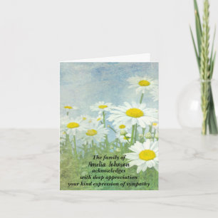 Daisy Sympathy from Family Thank You  Card