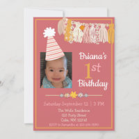 Daisy Tassel Party Hat Pink Girls First Birthday 