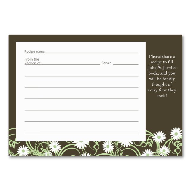 Daisy Tea Party Recipe Card (Front)