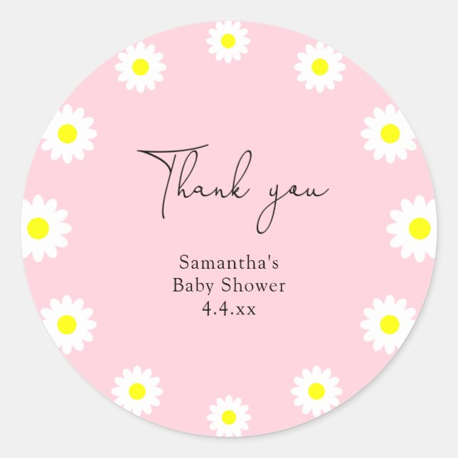 Daisy - thank you baby shower classic round sticker (Front)