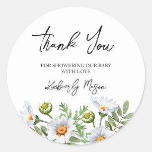 Daisy Thank You Baby Shower Classic Round Sticker