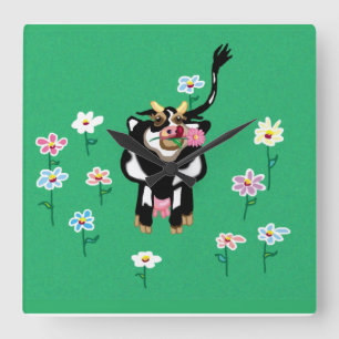 Daisy the cow square wall clock