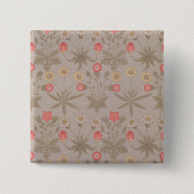 'Daisy', the first wallpaper designed by William M 15 Cm Square Badge (Front)