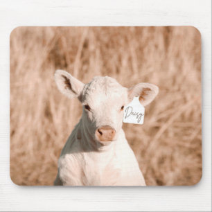 Daisy The Loveable White Calf  Mouse Mat