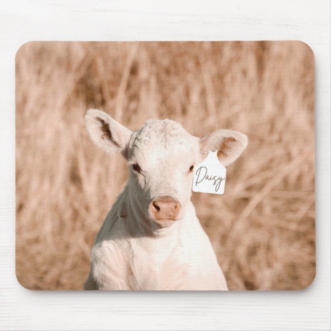 Daisy The Loveable White Calf  Mouse Mat (Front)