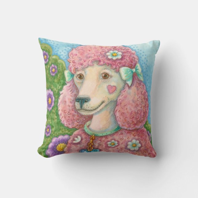 DAISY The Pink Poodle THROW PILLOW (Front)