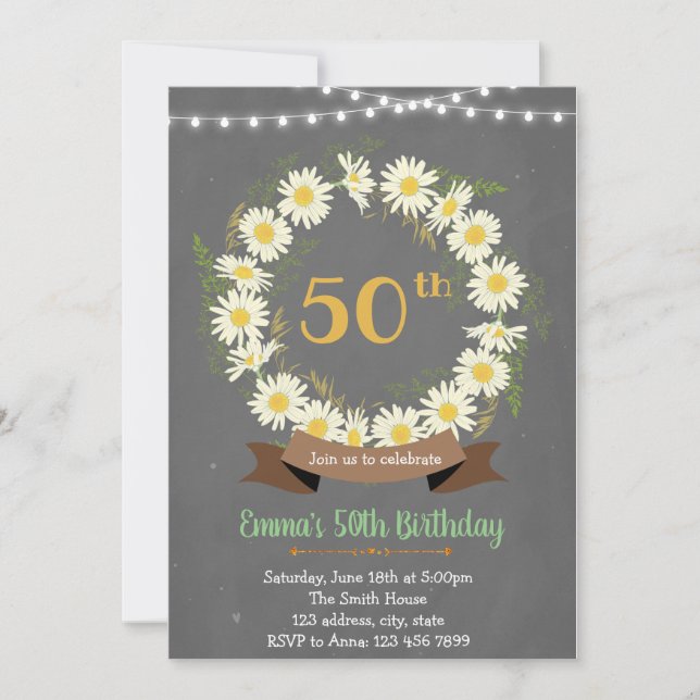 Daisy theme invitation (Front)