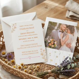 Daisy Theme Minimal Elegant Wedding Invitation